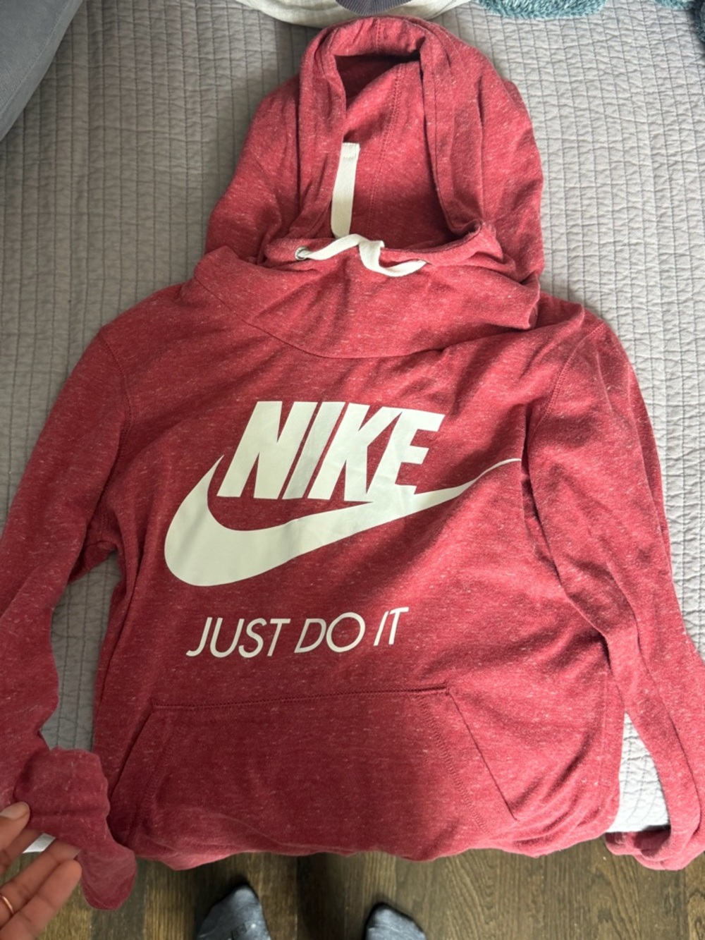Nike Red Pullover Hoodie with White Logo